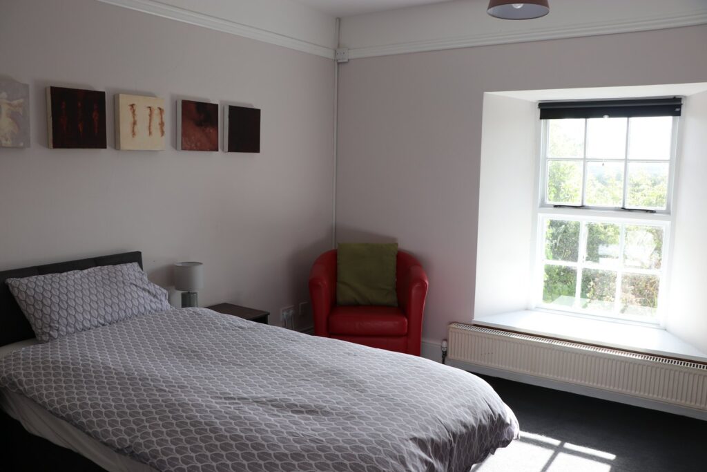 Bedroom overlooking the grounds of Newtown House